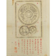 [152]동전 탁본에 오세창 선생이 경면주사로 설명한 화폐관련 자료