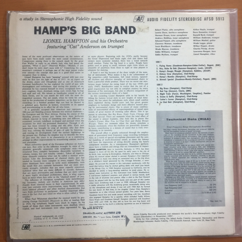Lionel Hampton And His Orchestra ‎– Hamp's Big Band