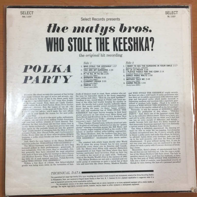 The Matys Bros. ‎– Polka Party Who Stole The Keeshka!