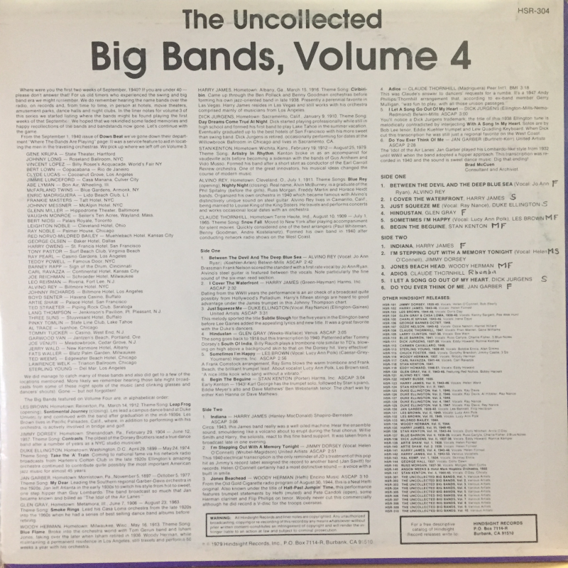 Various ‎– The Uncollected Big Bands Vol. 4