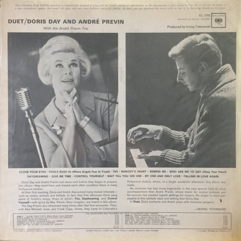 Doris Day And Andre Previn With The Andre Previn Trio ‎– Duet