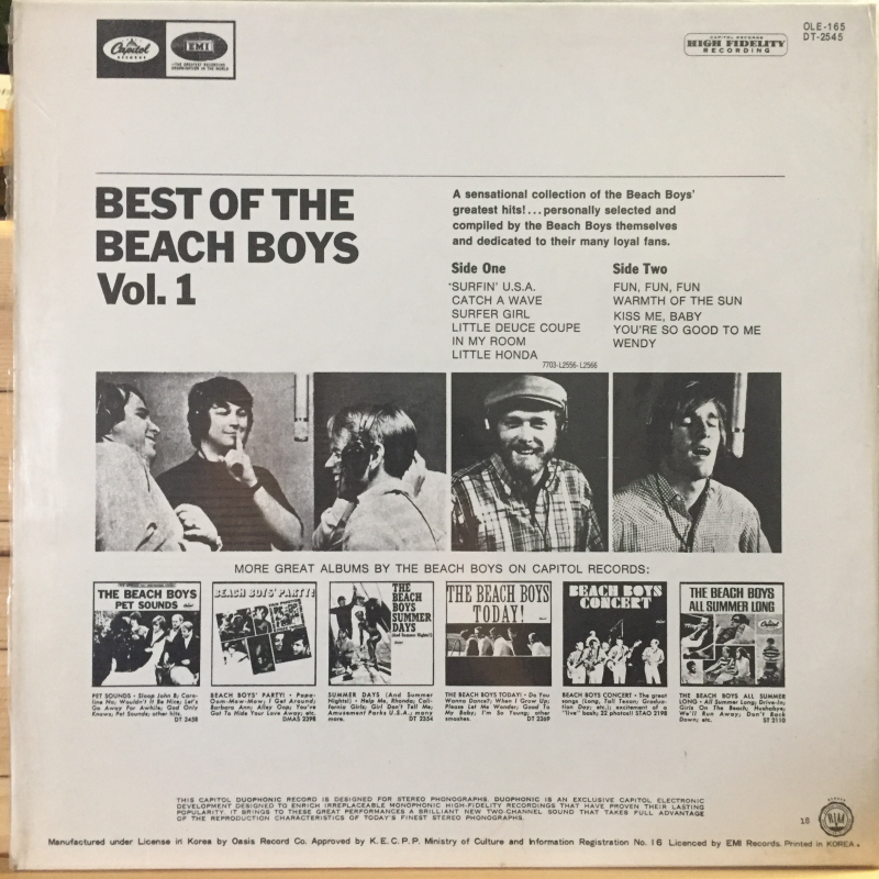 The Beach Boys ‎– Best Of The Beach Boys - Vol. 1