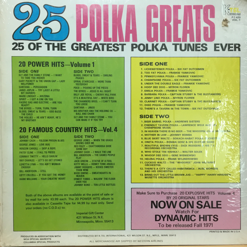 Various ‎– 25 Polka Greats Volume 1