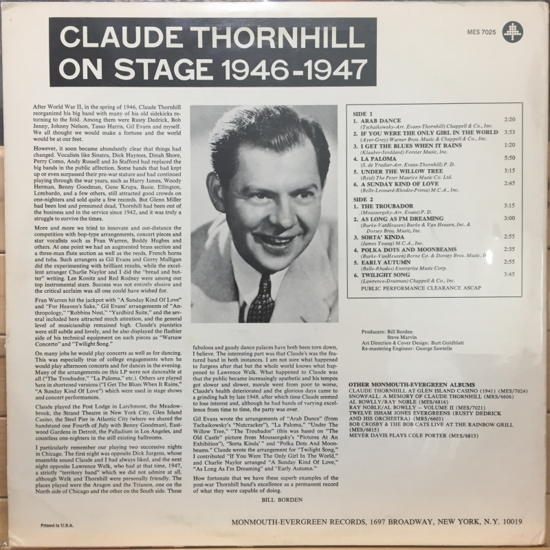 Claude Thornhill ‎– On Stage 1946 - 1947