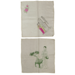 기생사진이 새겨진 손수건. 2점