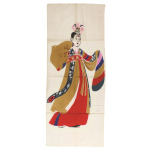 춤추는 기생이 있는 수건 1점