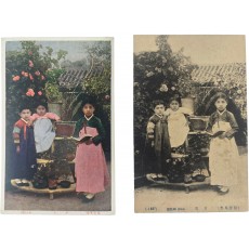 조선풍속 엽서 2점 - ‘여아’ 편