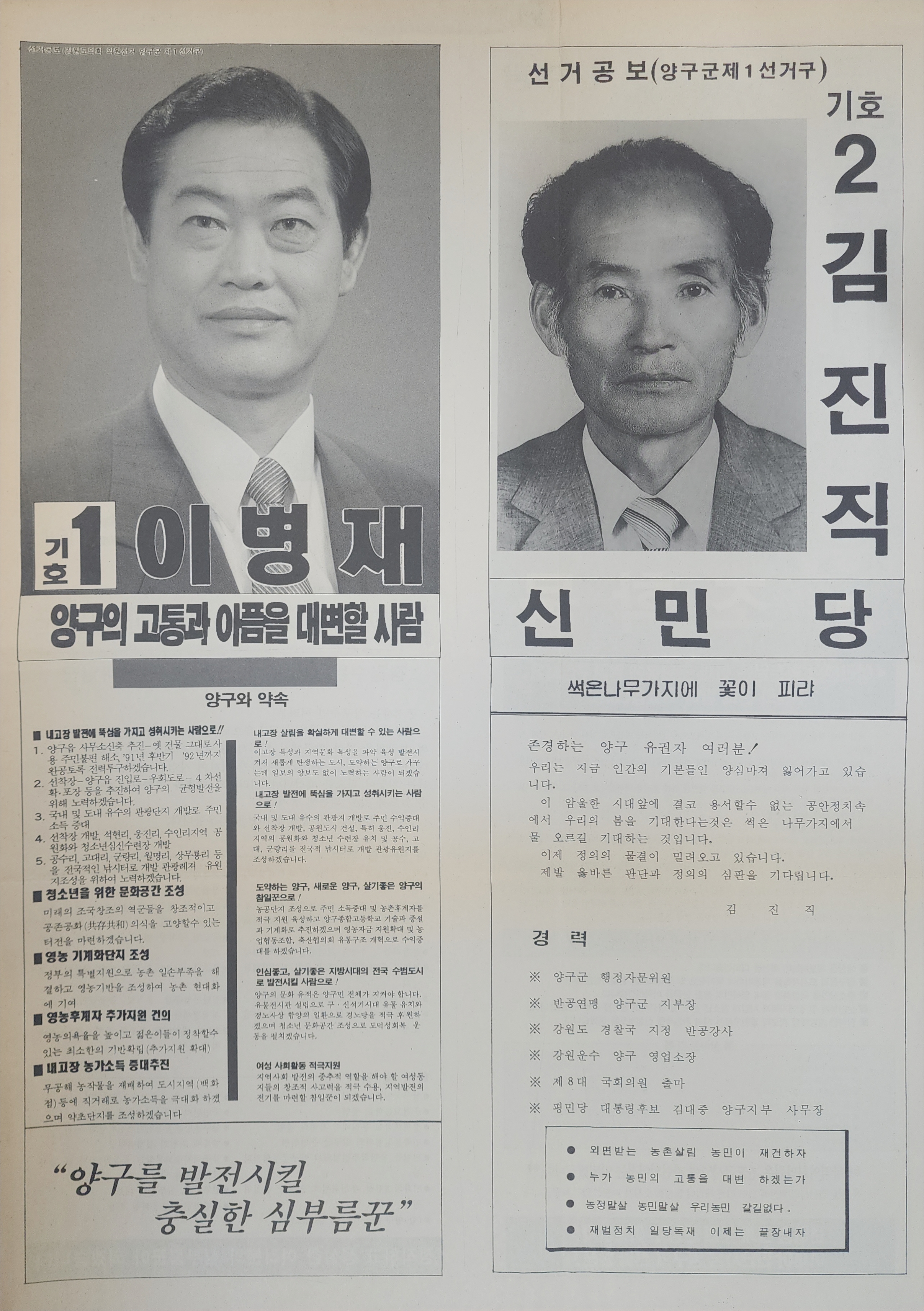 강원도 양구군 제1선거구 지방의회의원 선거공보