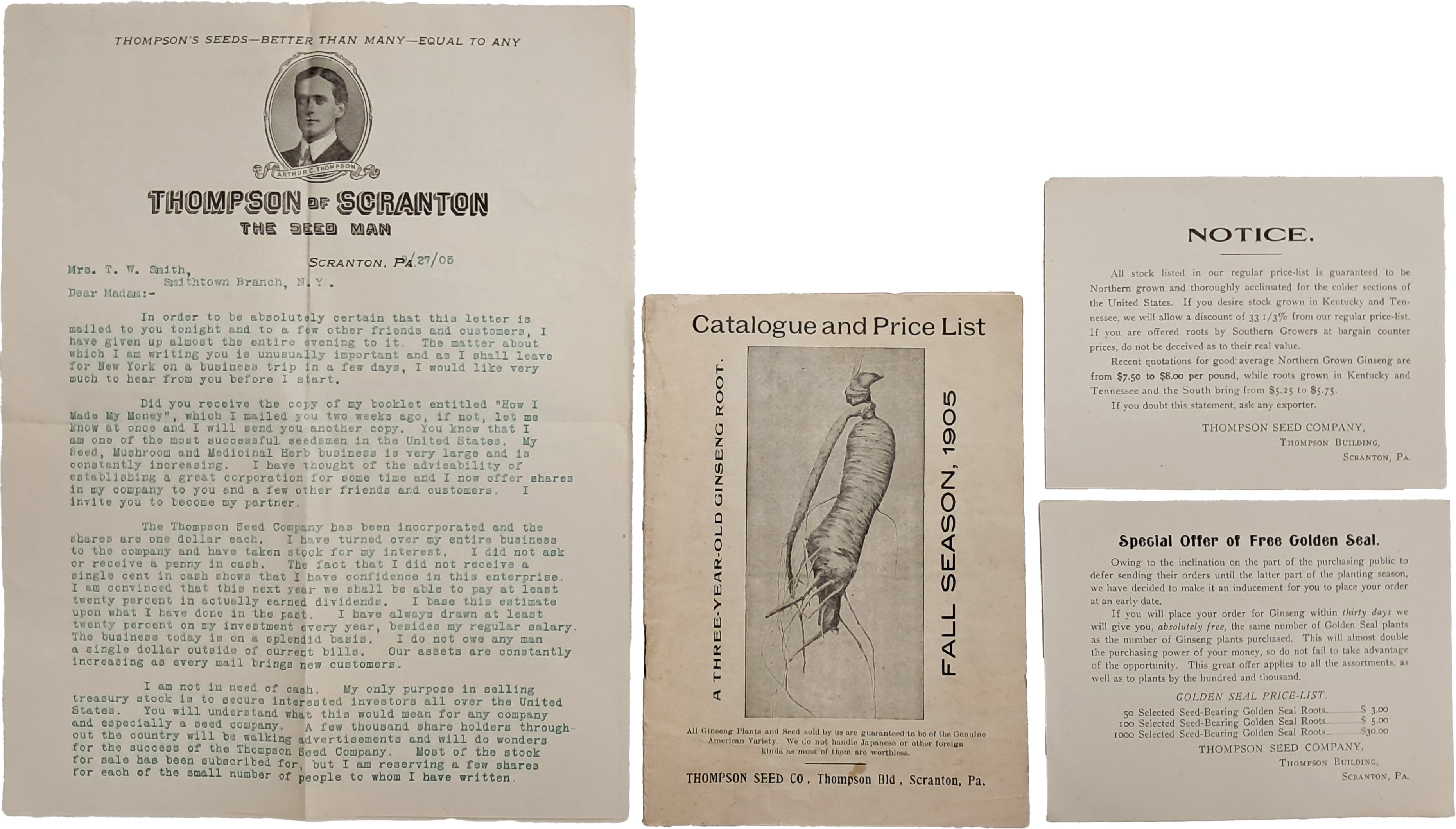 1905년 인삼 관련 [카탈로그와 가격 리스트] 등 자료 총 4종 일괄