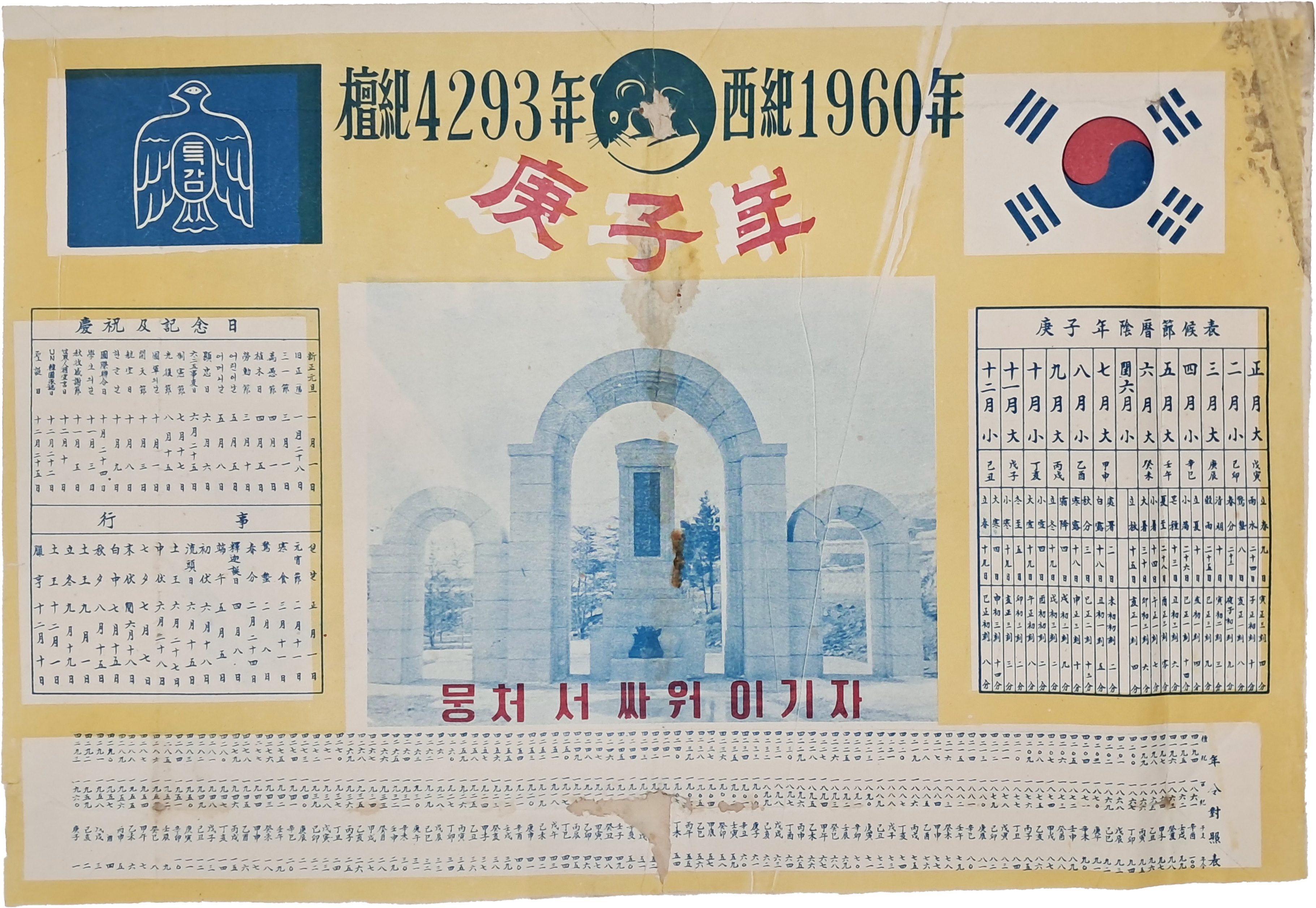 [14] 독수리 문장 엠블럼에 ‘특감’이 쓰여 있는 경자년 달력