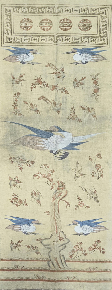 [295] 조선시대 깔개와 휘장으로 쓰인 [오학봉학문 모담 五鶴鳳凰文 毛毯]