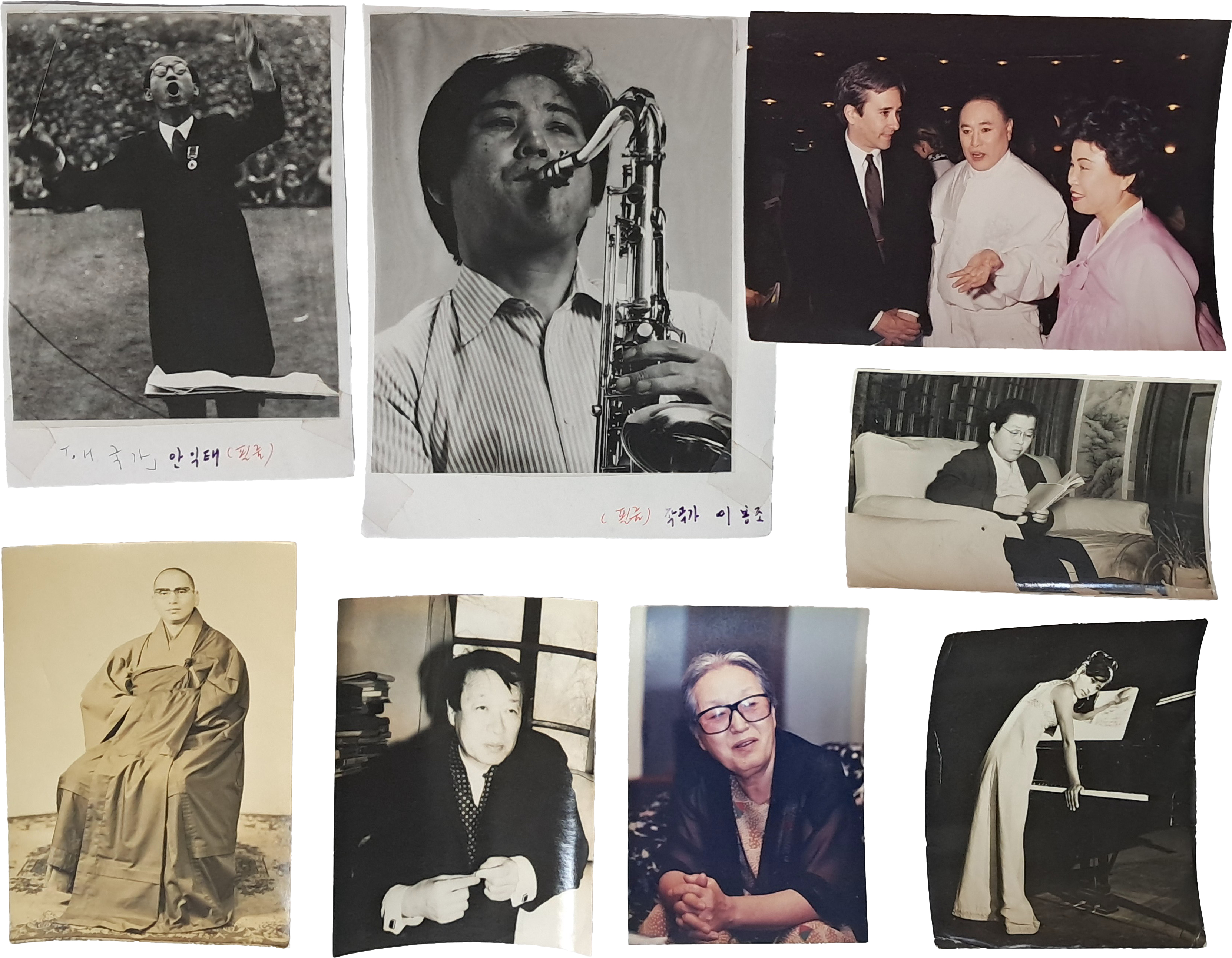 [165] 애국가 작곡가 안익태 등 대한민국 근현대를 대표하는 인물들의 사진자료 6점 및 필름 2점 등 8점 일괄