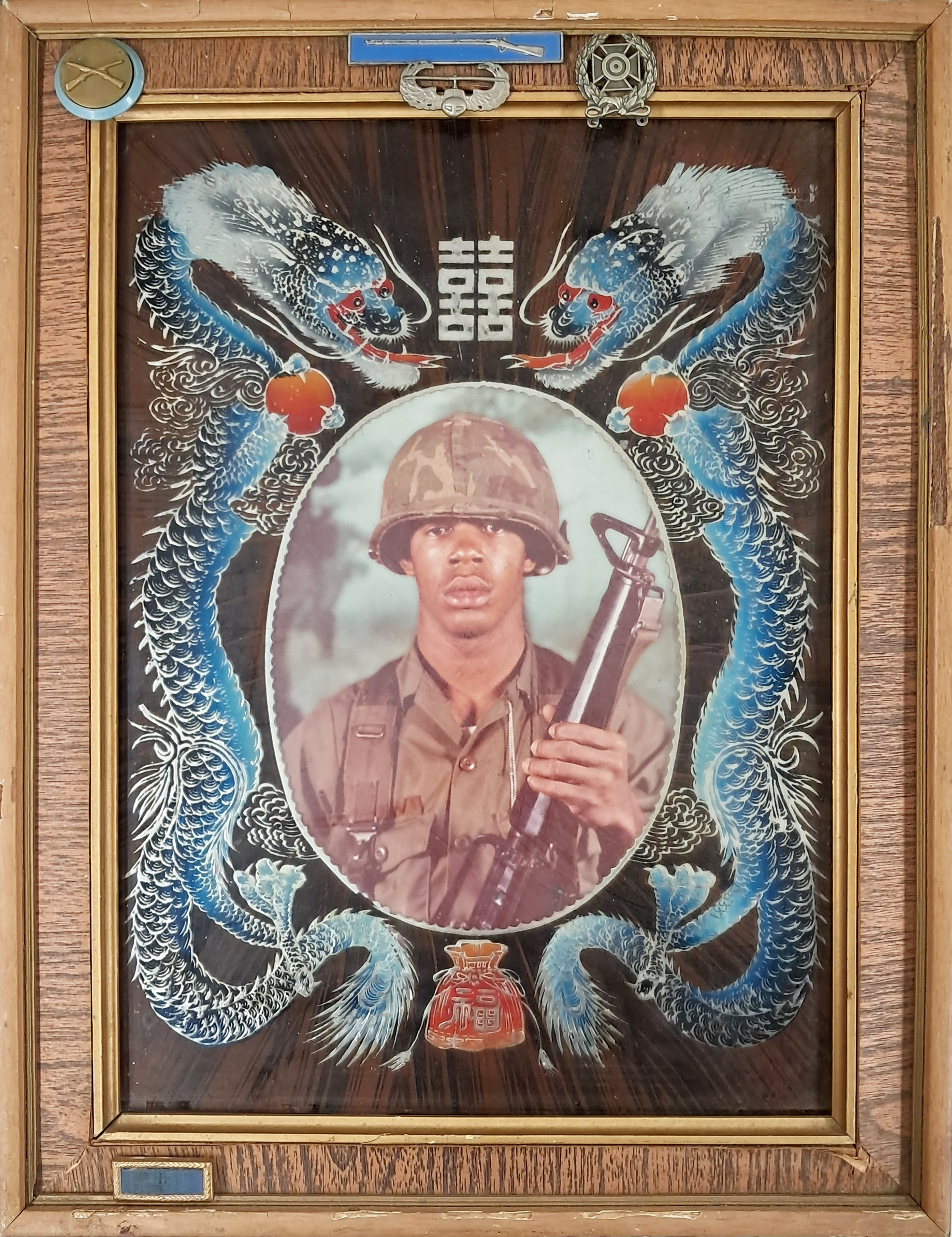 [59] 한국전쟁기 미군 핸드페인팅 유리그림 기념액자