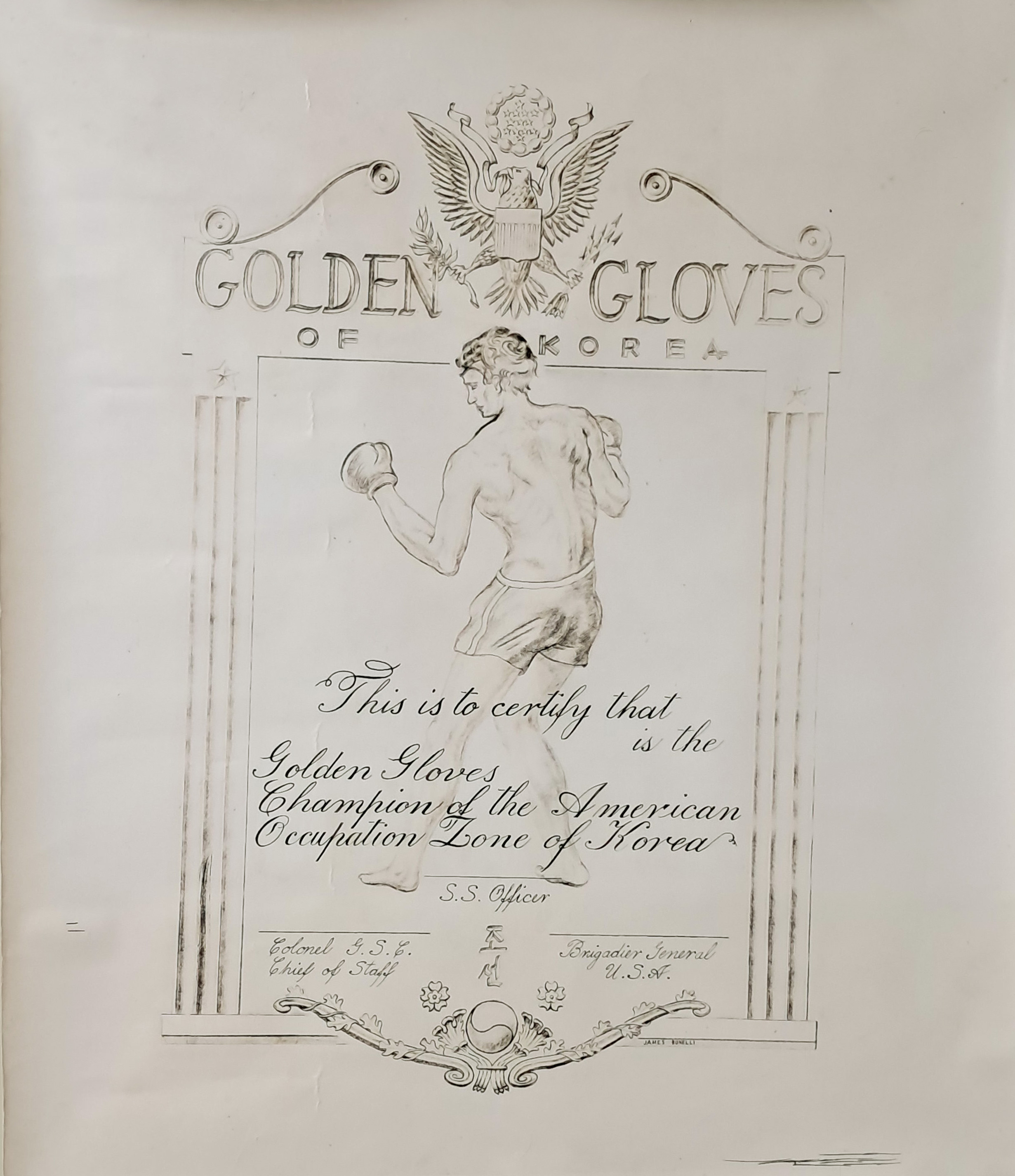 [135] 미군정기 조선에서 개최된 [Golden Gloves of Korea] 대회 공식 인증서