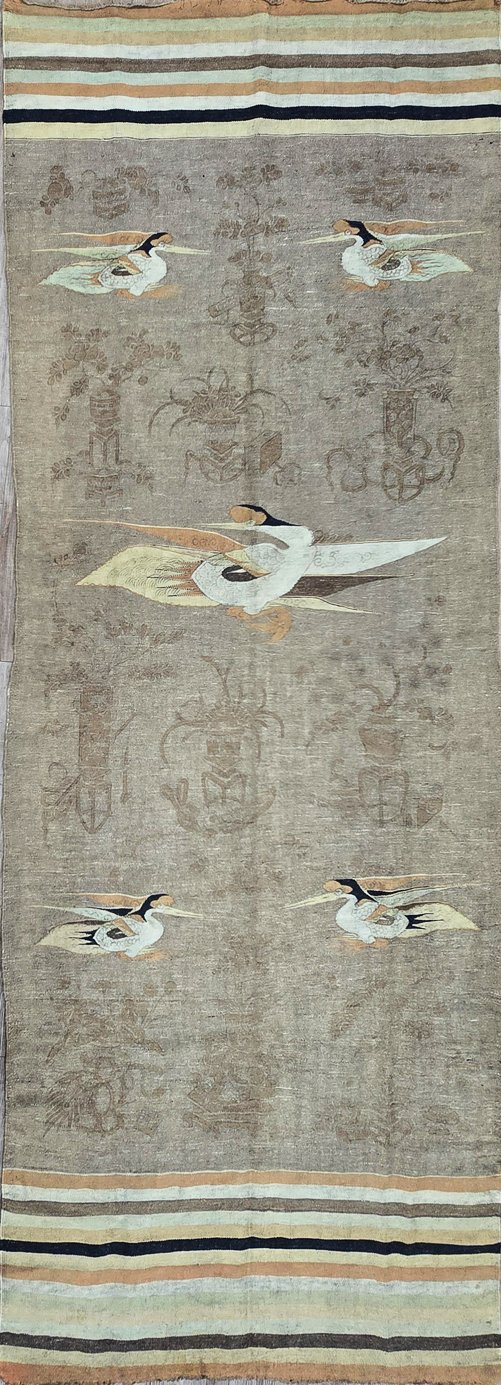 [174] 조선시대 깔개와 휘장으로 쓰인 [오학문 모담 五鶴文 毛毯]