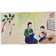 [35] 한국 목포 고아원 성덕원에서 외국 후원자에게 보낸 모자상의 핸드 페이팅 [성탄 감사카드]