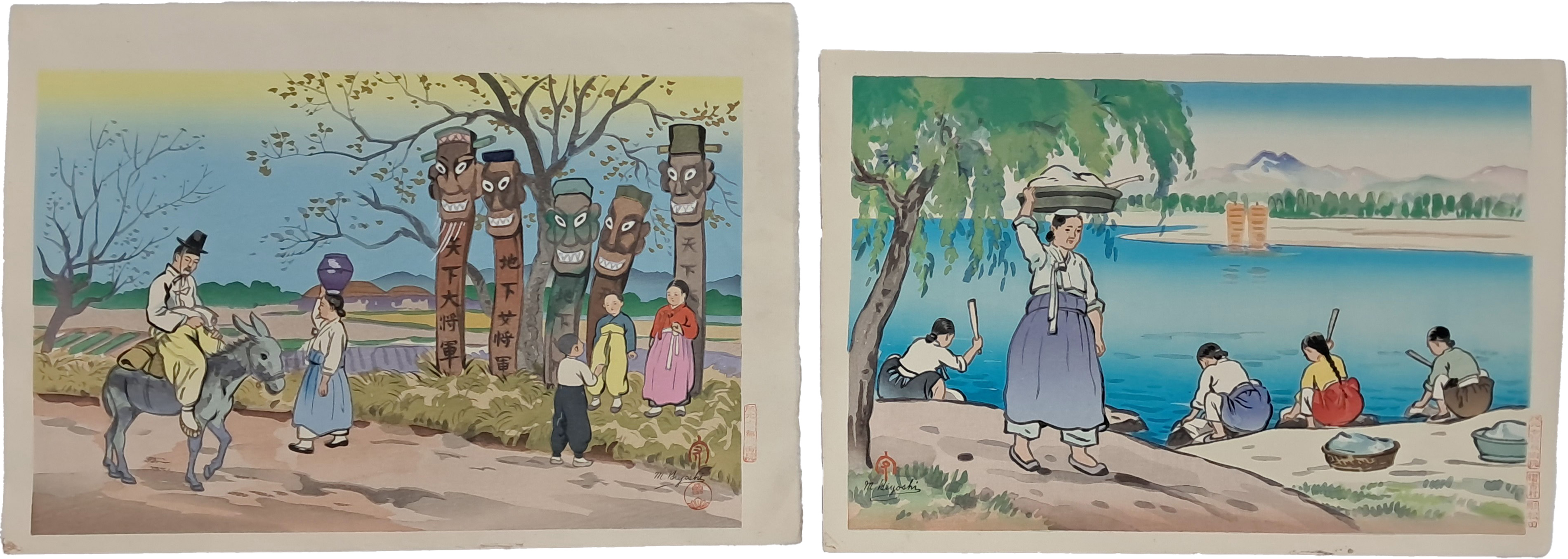 [9] 히요시 마모루(일길수日吉守 Hiyoshi, M.) 판화(版畫) 2점