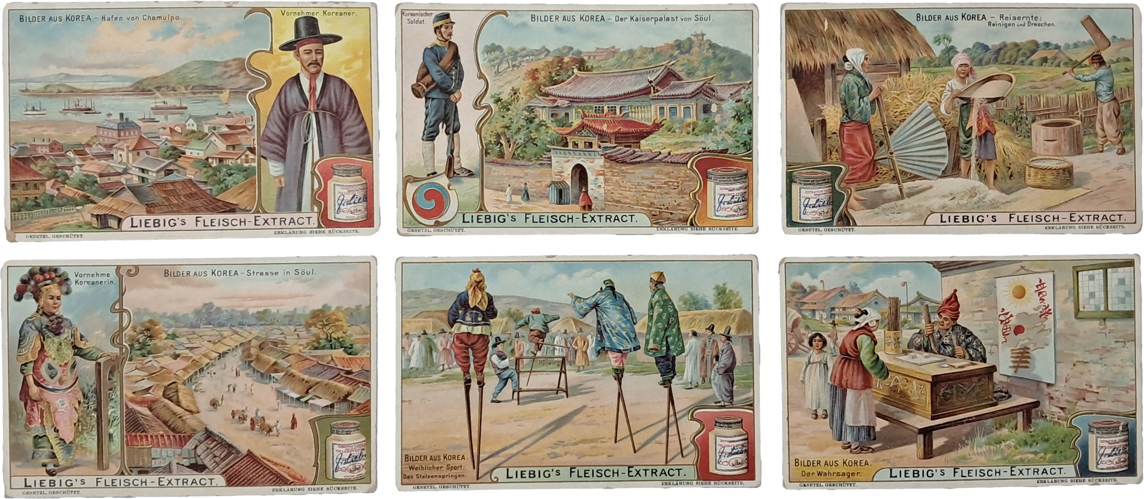 [38] 조선 풍속을 주제로 한 담배카드 6종