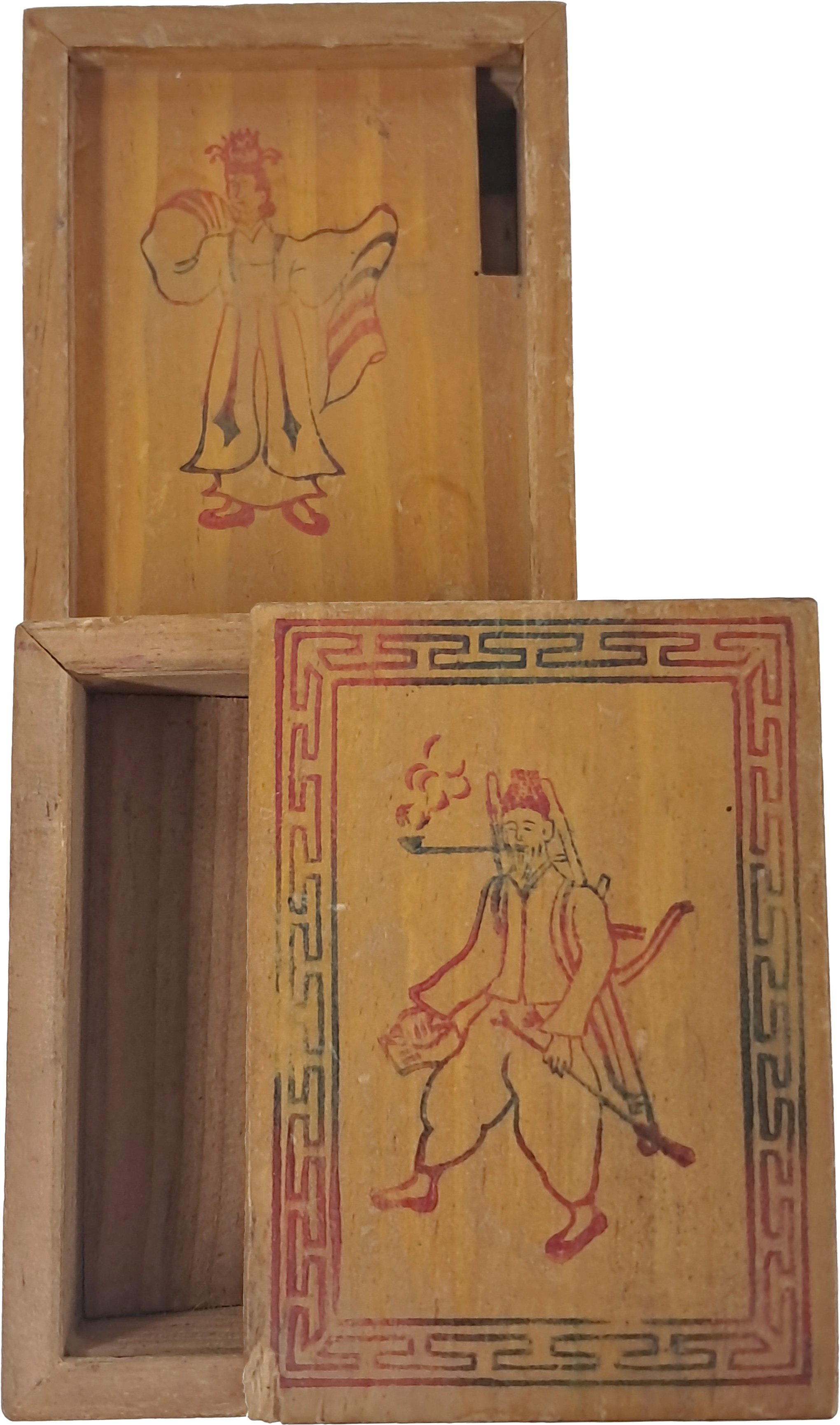 [42] 조선 지겟꾼 채색 목재 수납함(담배함)