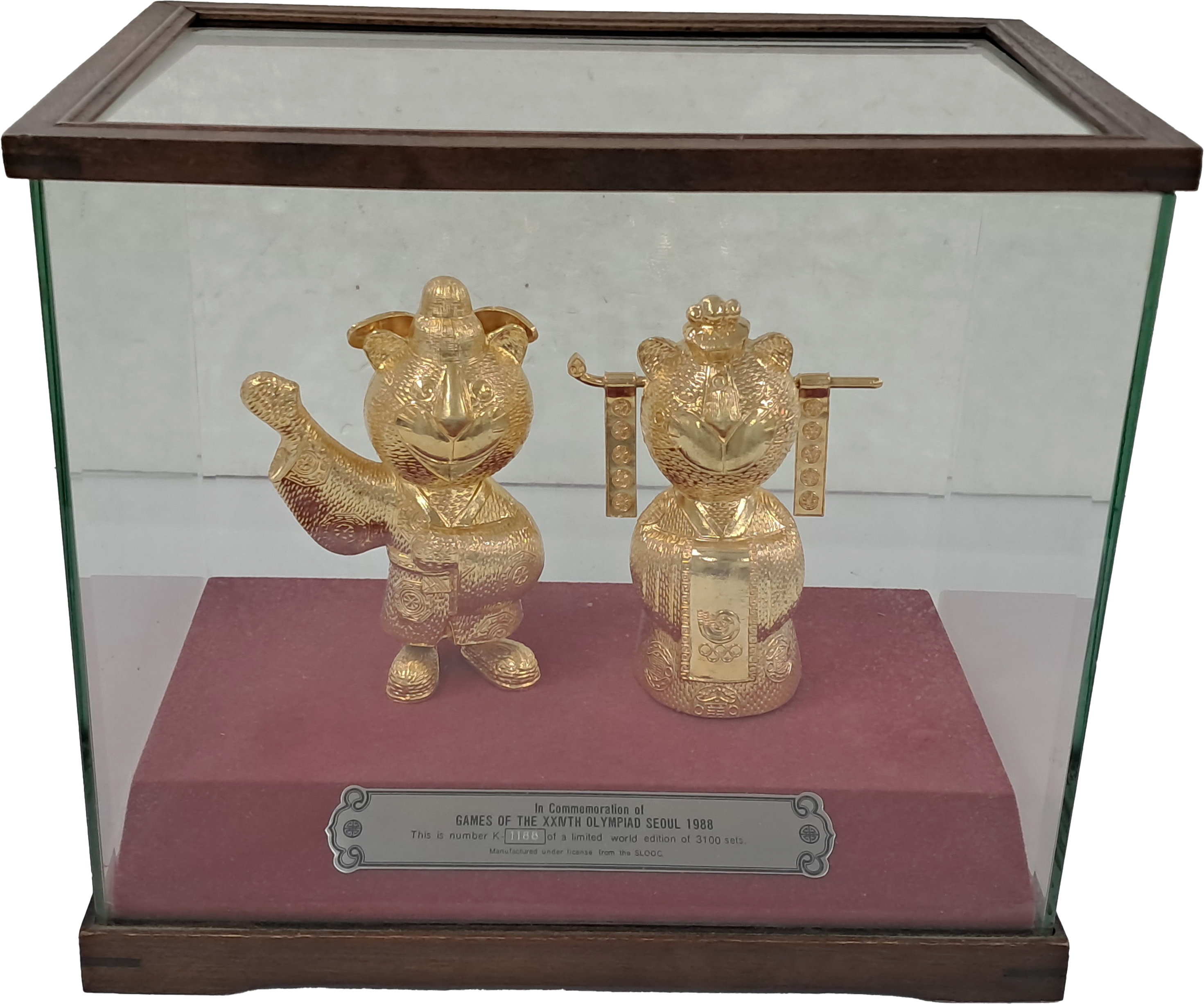 [211] 순금 도금 신랑 신부 호돌이 (Pure 24K-Gold Gilding Hodori Wedding Set)