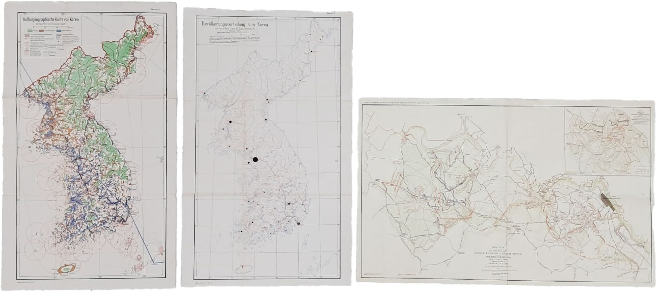 [48] 독일어로된 [한국의 문화지리지도(Kulturgeographische Karte von Korea)] 등 3점