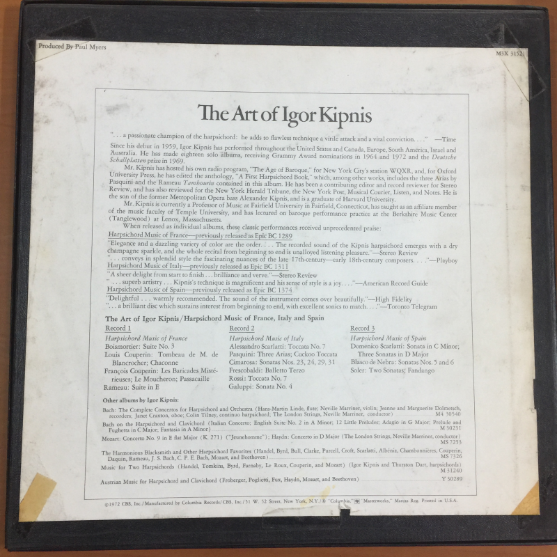 Igor Kipnis ‎– The Art Of Igor Kipnis Harpsichord Music Of France, Italy And Spain