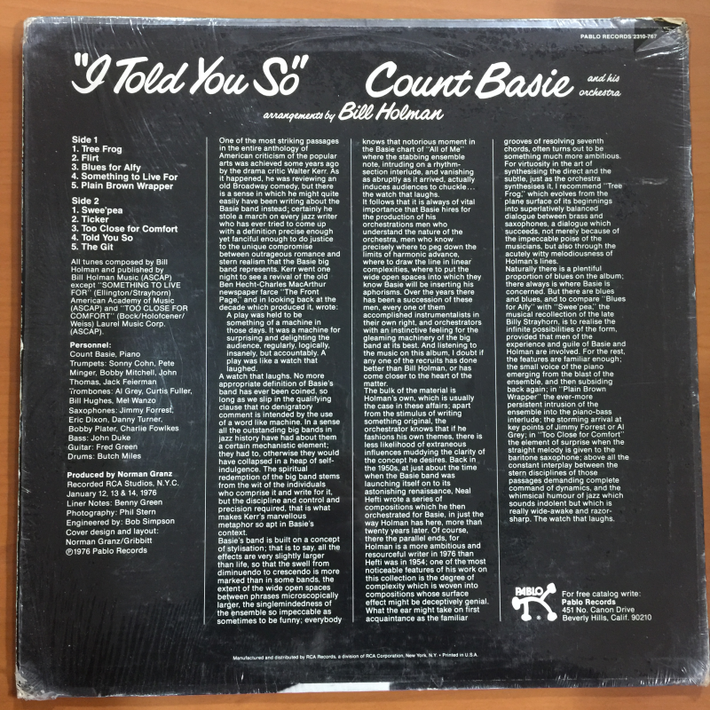 Count Basie And His Orchestra* ‎– I Told You So