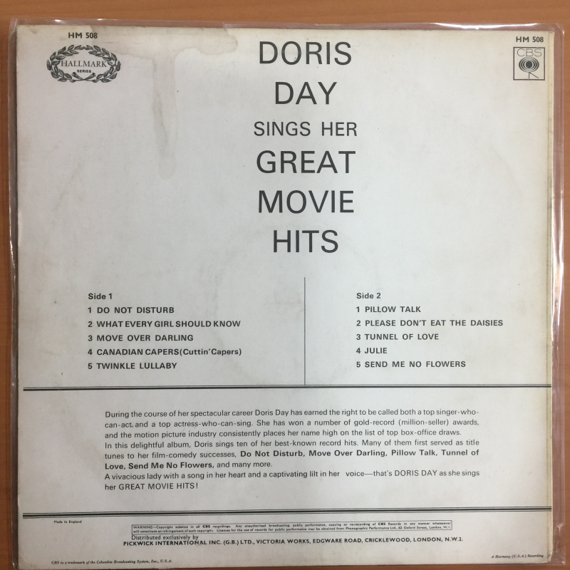 Doris Day ‎– Sings Her Great Movie Hits