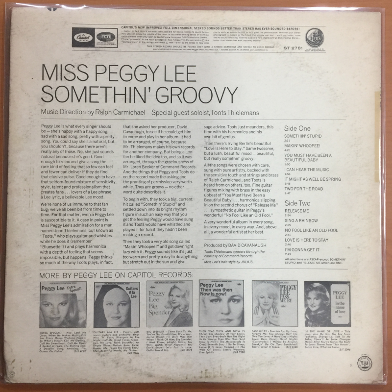 Miss Peggy Lee* ‎– Somethin' Groovy