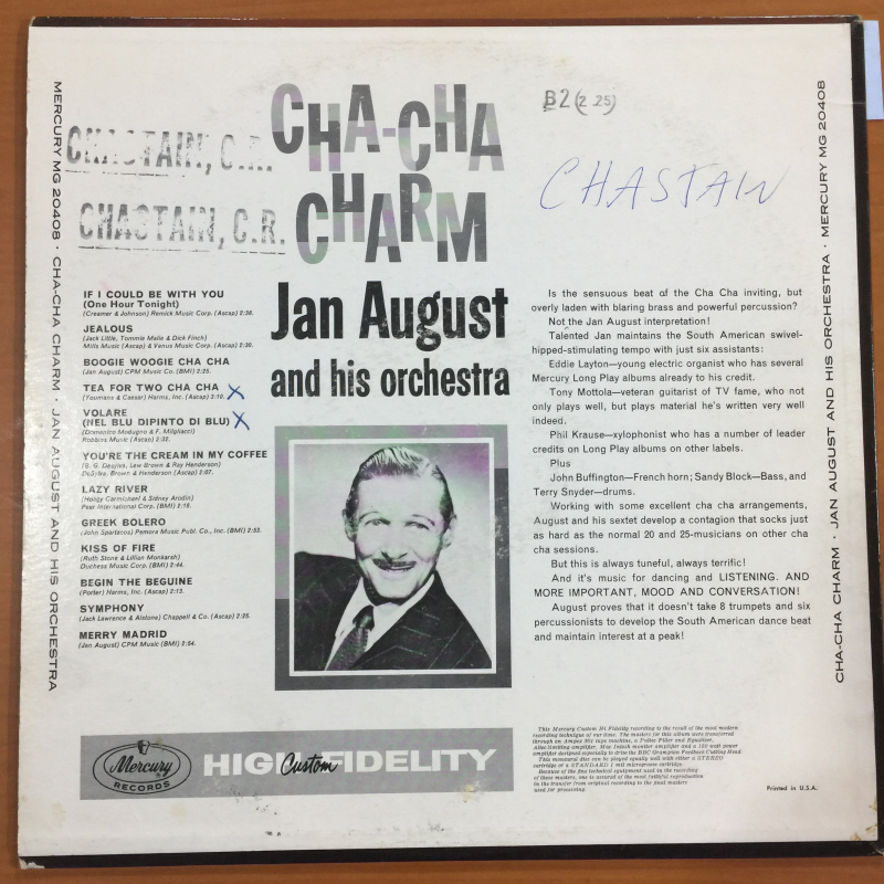 Jan August ‎– Cha Cha Charm