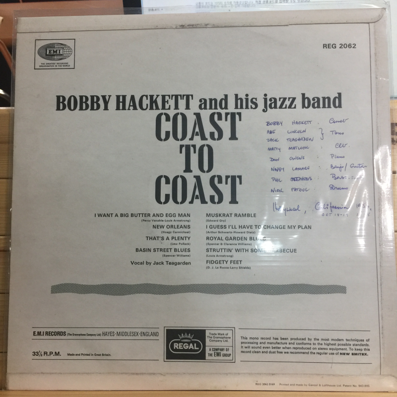 Bobby Hackett And His Jazz Band ‎– Coast To Coast