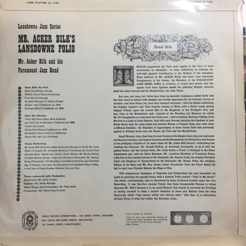 Mr. Acker Bilk's Lansdowne Folio