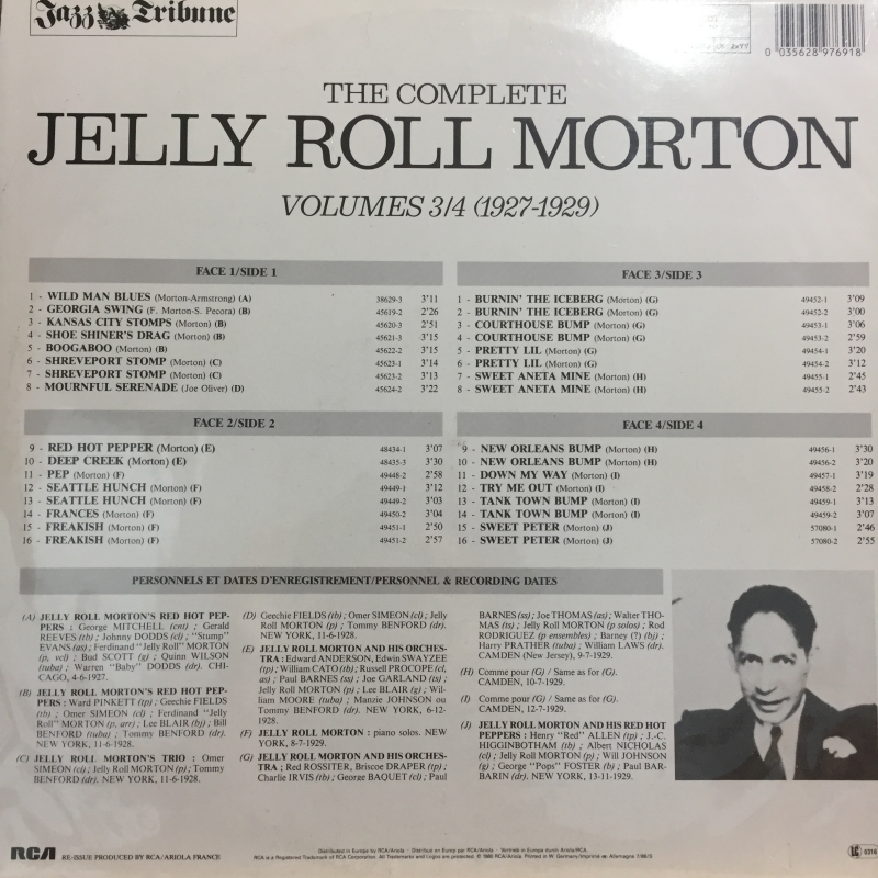Jelly Roll Morton ‎– The Complete Jelly Roll Morton Volumes 3/4 (1927-1929)