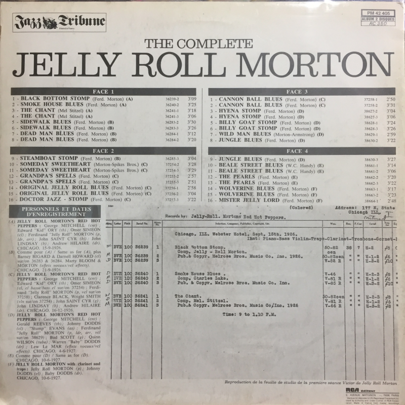 Jelly Roll Morton ‎– The Complete Jelly Roll Morton Vol. 1/2 (1926-1927)