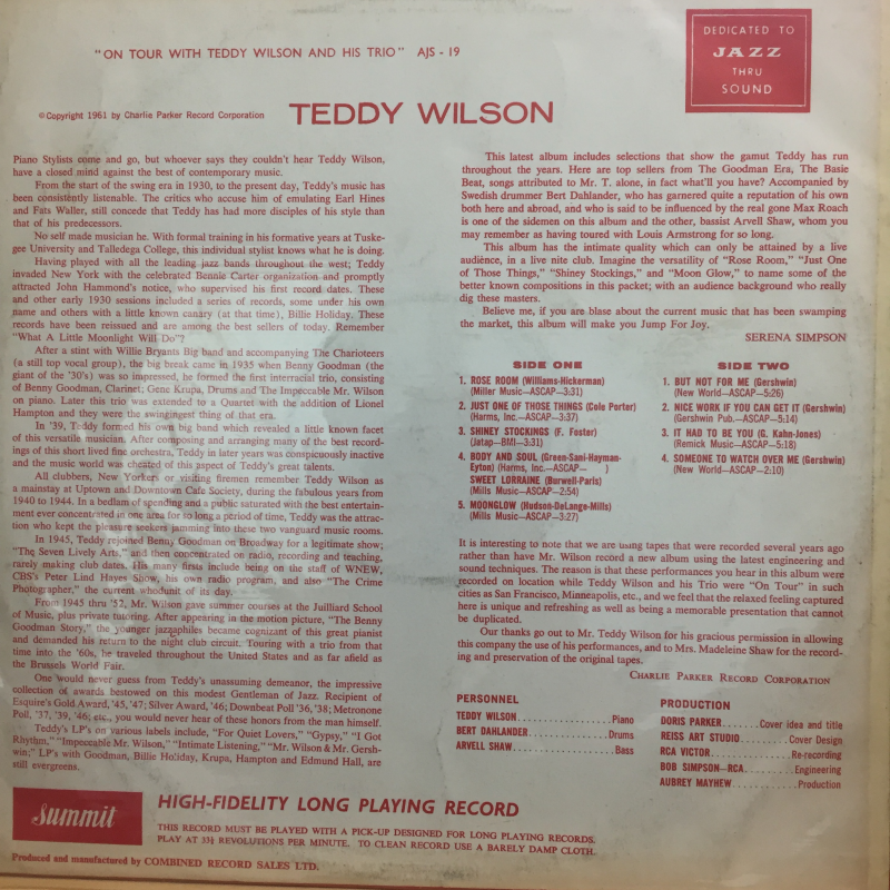 ON TOUR WITH TEDDY WILSON AND HIS TRIO