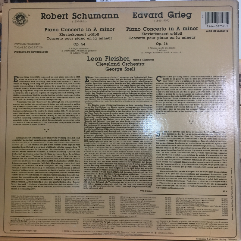 Schumann* / Grieg* - Leon Fleisher, Cleveland Orchestra*, George Szell ‎– Piano Concertos
