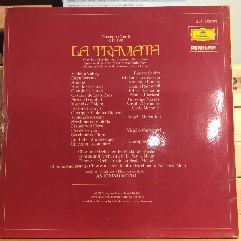 Giuseppe Verdi - Renata Scotto, Gianni Raimondi, Ettore Bastianini - Chor Und Orchester Der Mailander Scala*, Antonino Votto ‎– La Traviata