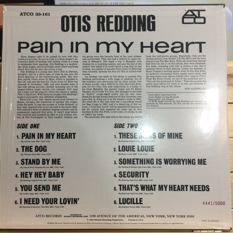 Otis Redding ‎– Pain In My Heart