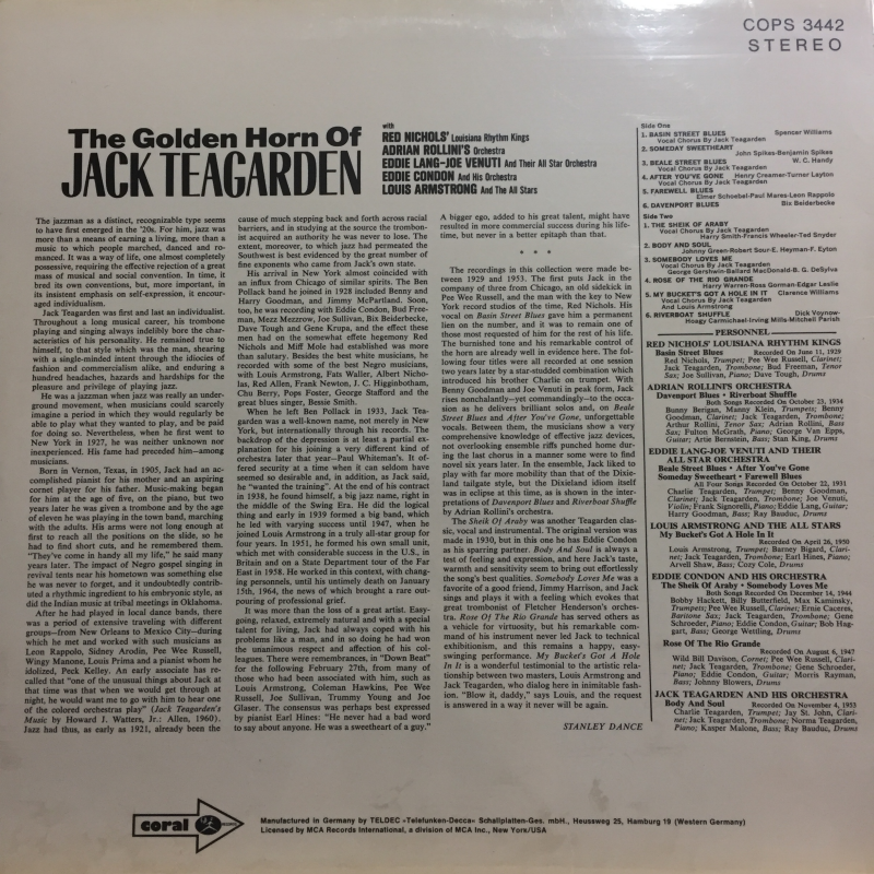 Jack Teagarden ‎– The Golden Horn Of Jack Teagarden