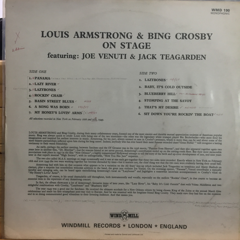 Louis Armstrong & Bing Crosby ‎– On Stage