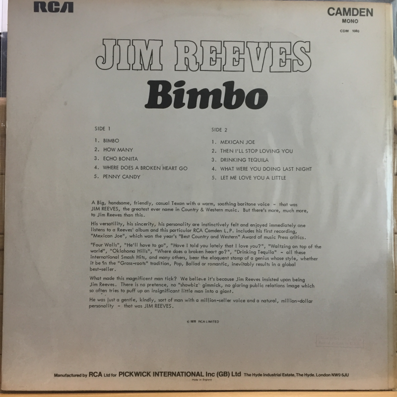 Jim Reeves ‎– Bimbo