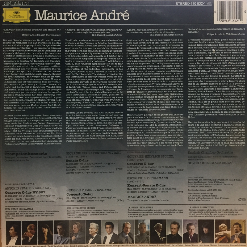 Maurice André ‎– Maurice André Plays Trumpet Concertos : Handel - J.Haydn - Telemann - Vivaldi - Viviani