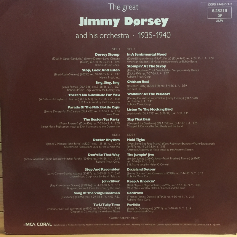 JIMMY DORSEY AND HIS ORCHESTRA 1935-1940