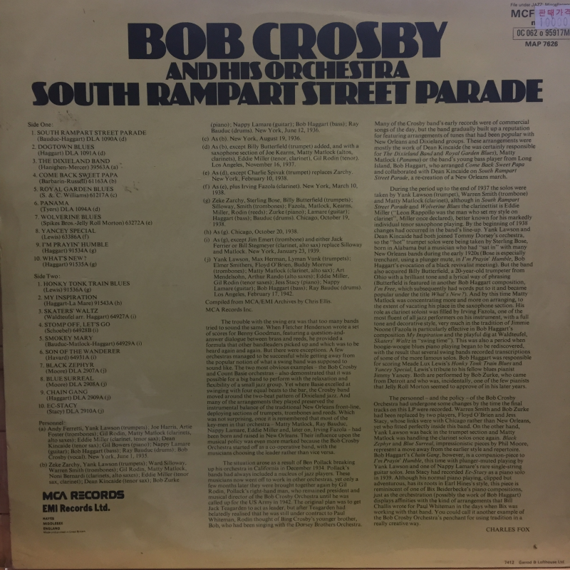 Bob Crosby And His Orchestra ‎– South Rampart Street Parade