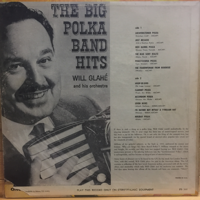 Will Glahé And His Orchestra ‎– The Big Polka Band Hits