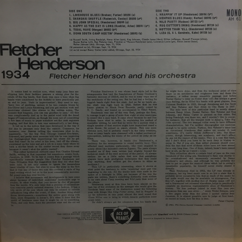 Fletcher Henderson And His Orchestra ‎– Fletcher Henderson - 1934