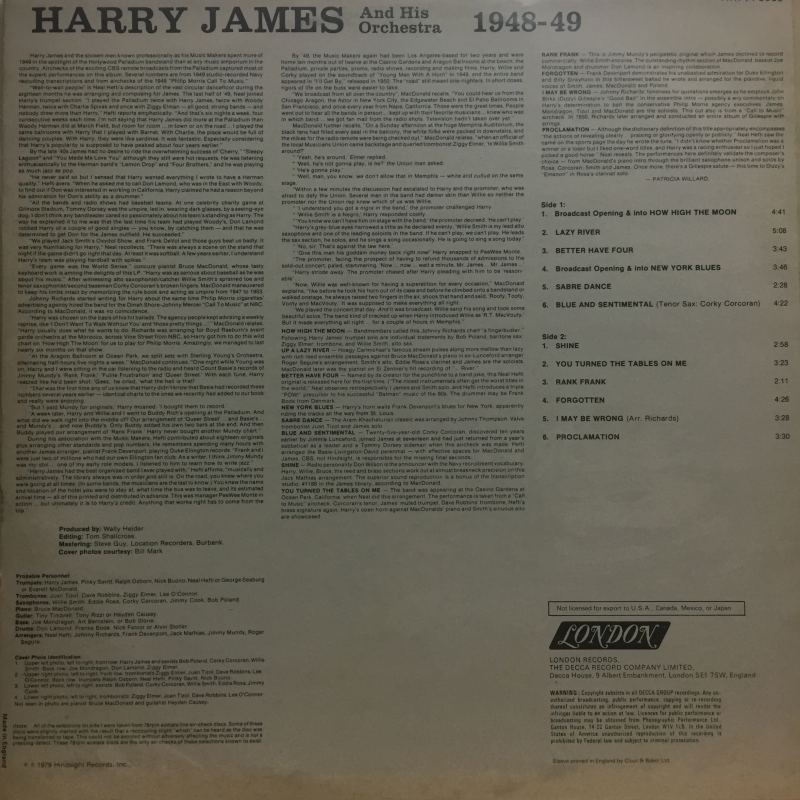 Harry James And His Orchestra ‎– Harry James And His Orchestra 1948-49