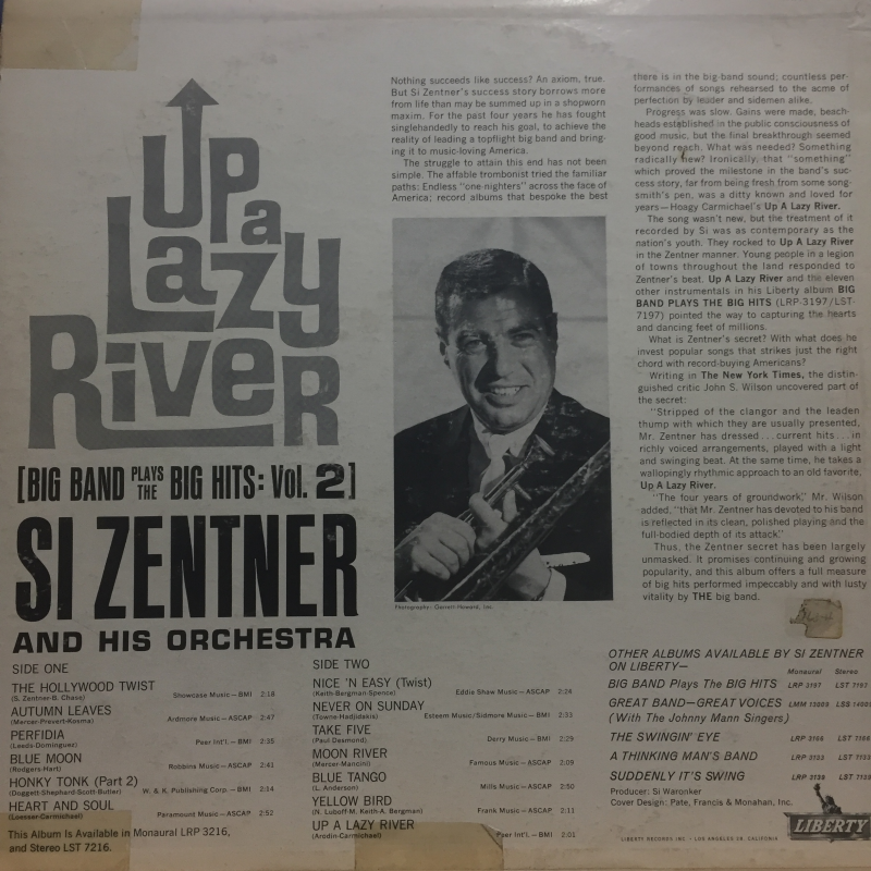 Si Zentner And His Orchestra ‎– Up A Lazy River (Big Band Plays The Big Hits: Vol. 2)