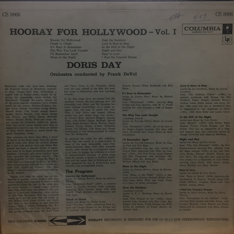 Doris Day ‎– Hooray For Hollywood (Vol. I)