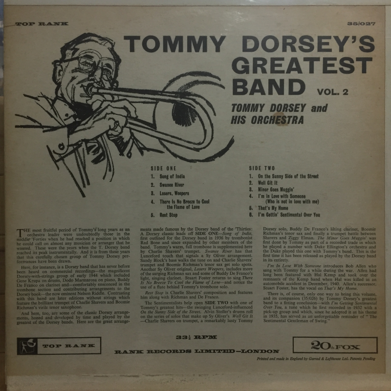 TOMMY DORSEY'S GREATEST BAND VOL.2